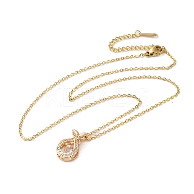 Brass Micro Pave Cubic Zirconia Pendant Necklaces for Women NJEW-E106-04KCG-02-1