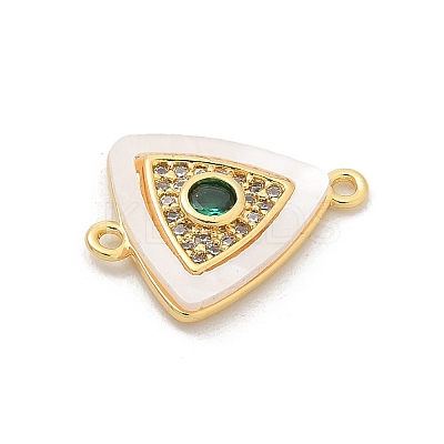 Brass Micro Pave Clear Cubic Zirconia & Shell Connector Charms KK-M303-03G-12-1