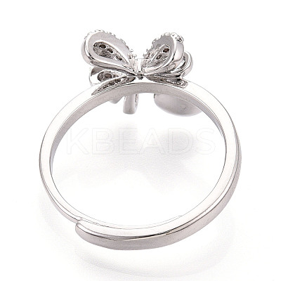 Bowknot Brass Micro Pave Cubic Zirconia Cup Peg Ring Settings KK-N274-25P-1