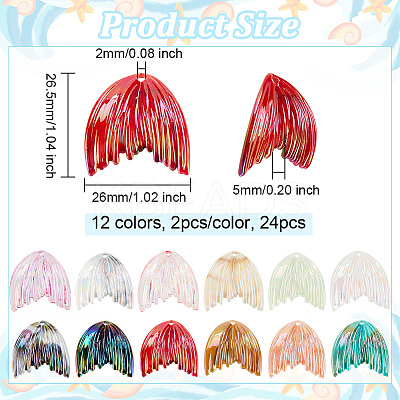 24Pcs 12 Colors Grandient Color Resin Pendants RESI-OC0001-55-1