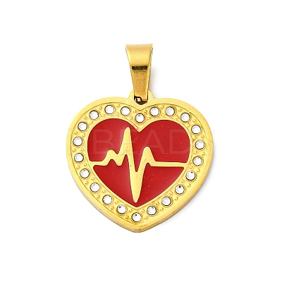 304 Stainless Steel Enamel Pendants STAS-S163-09B-G-1