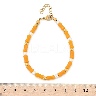 304 Stainless Steel Beaded Bracelets for Women BJEW-M056-08G-02-1