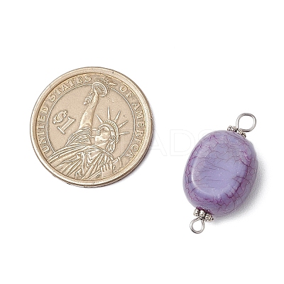 Crackle Opaque Acrylic Imitation Turquoise Oval Connector Charms PALLOY-JF03805-1