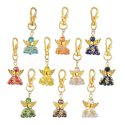 Angel Glass & Alloy Pendant Decorations HJEW-MZ00360-1