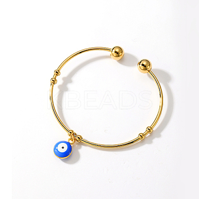 Real 18K Gold Plated 201 Stainless Steel Cuff Bangles LS-BM4462-2-1