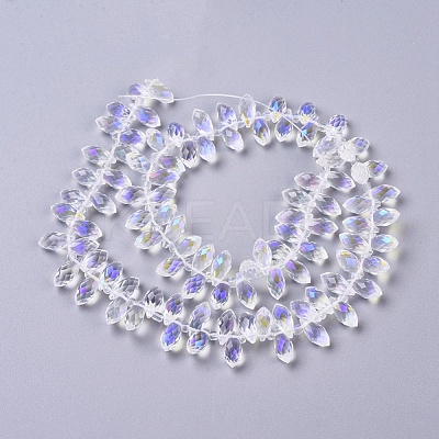 Electroplate Glass Faceted Teardrop Beads Strands X-EGLA-D014-38-1