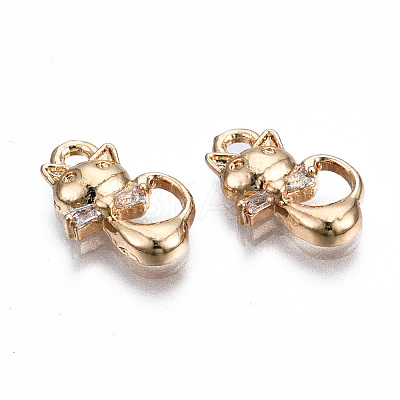 Brass Micro Pave Clear Cubic Zirconia Charms KK-S359-122-RS-1