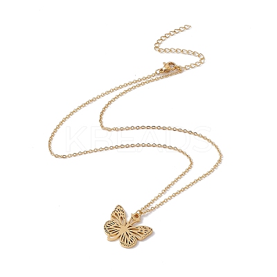 Initial Letter with Butterfly Pendant Necklace LS-NJEW-C026-01G-J-1