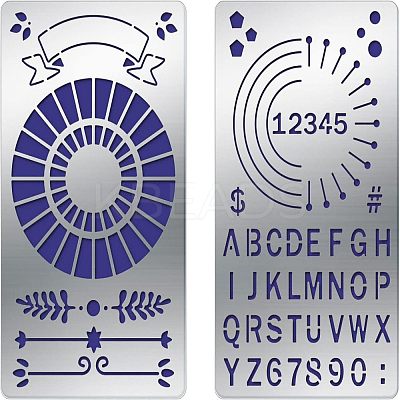 2Pcs 2 Style 304 Stainless Steel Cutting Dies Stencils DIY-FG0001-92-1