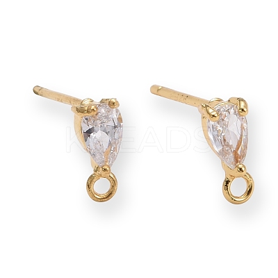 Brass Rhinestone Stud Earring Findings KK-Z018-05G-1