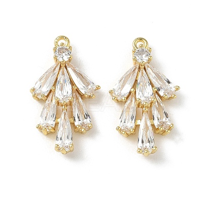 Brass Pave Clear Cubic Zirconia Pendants CU-CBAAAE1-01G-1