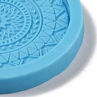 DIY Mandala Pattern Flat Round Coaster Food Grade Silicone Molds DIY-G083-05A-1
