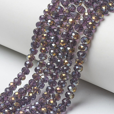 Electroplate Transparent Glass Beads Strands EGLA-A034-T4mm-H09-1