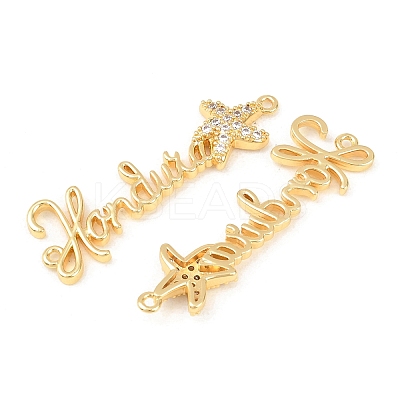 Brass Micro Pave Clear Cubic Zirconia Connector Charms KK-F931-29B-G-1