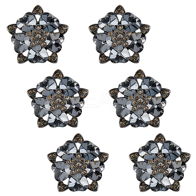 6Pcs 1-Hole Alloy Rhinestone Shank Buttons DIY-DC0002-65-1