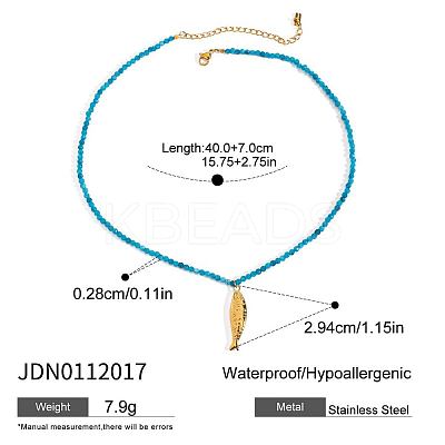 304 Stainless Steel Fish Pendant Glass Seed Beaded Necklaces for Women FS-WGBCA12-07-1