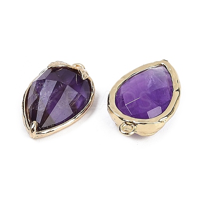 Natural Amethyst Faceted Pendants G-M431-06G-13-1