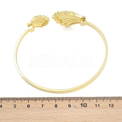 Marine Organism Brass Cuff Bangles for Women BJEW-D368-03H-G-1