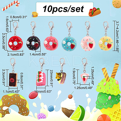 Resin Doughnut & Cake Pendant Decorations HJEW-PH01550-1