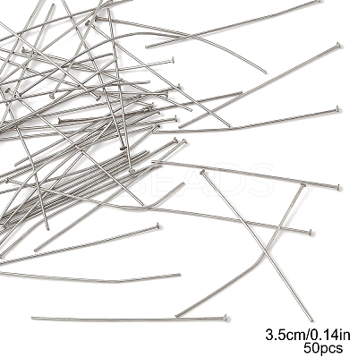 50Pcs 304 Stainless Steel Flat Head Pins STAS-YW0002-73B-1