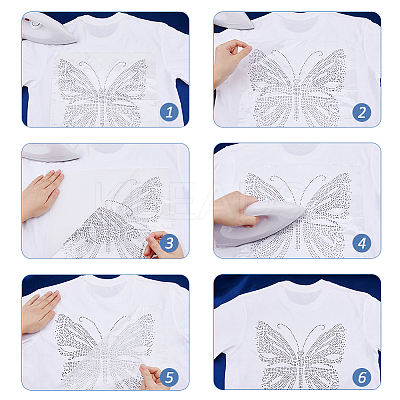 4Pcs 4 Colors Butterfly Glitter Hotfix Rhinestone DIY-FH0007-36-1