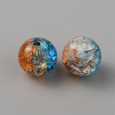 Two Tone Transparent Crackle Glass Beads GLAA-WH0038-15B-1