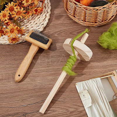 1Pc Wooden Handle with Metal Pin Macrame Fringe Comb TOOL-OC0001-88-1