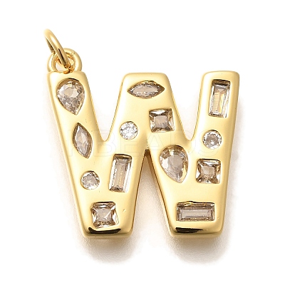 Brass Micro Pave Clear Cubic Zirconia Pendants KK-G521-01G-W-1