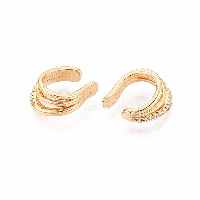 Brass Micro Pave Clear Cubic Zirconia Cuff Earrings EJEW-T047-77G-1