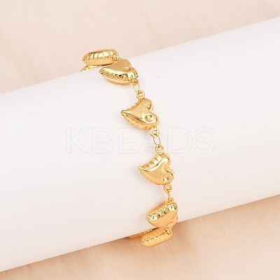 304 Stainless Steel Heart Link Chain Bracelets for Valentine's Day Gift BJEW-D359-17D-G-1