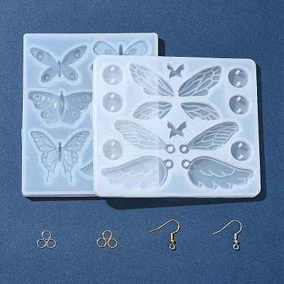 2Pcs 2 Styles DIY Butterfly Ornament Silicone Molds DIY-FS0010-05-1