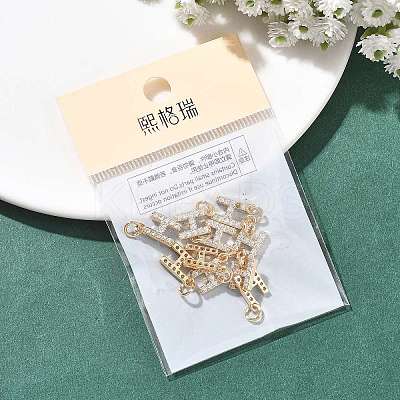 SHEGRACE Brass Micro Pave Clear Cubic Zirconia Pendants XGRQ29951-394G-H-1