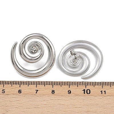 304 Stainless Steel Rhinestone Vortex Spiral Stud Earrings LS-EJEW-K314-01P-1