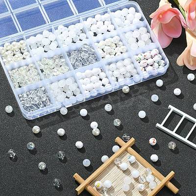 375Pcs 15 Styles Acrylic Beads MACR-YW0002-59C-1