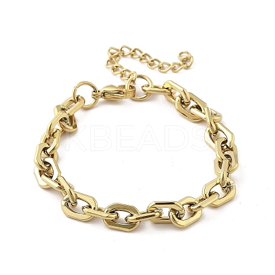 304 Stainless Steel Cable Chain Bracelets for Women BJEW-F488-14G-1
