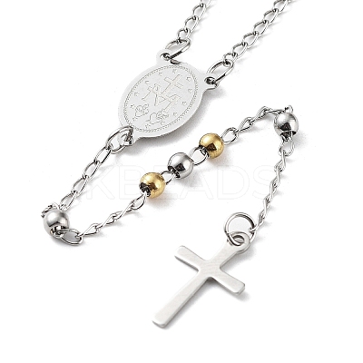 Non-Tarnish 202 Stainless Steel Rosary Bead Necklaces LS-NJEW-D060-01E-GP-1