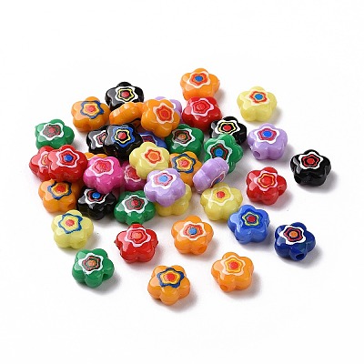 Printed Opaque Acrylic Beads OACR-E009-07B-1