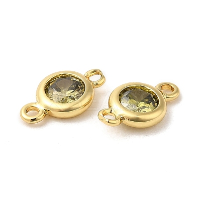 Brass Pave Cubic Zirconia Connector Charms KK-TAC0015-01G-05-1