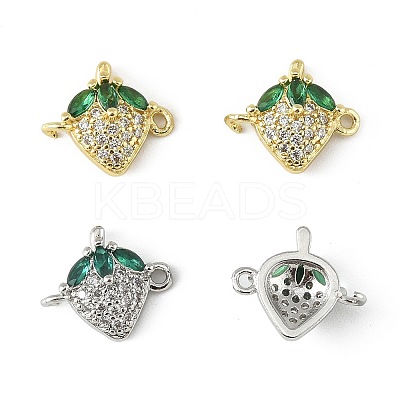 4Pcs 2 Colors Brass Pave Cubic Zirconia Fruit Connector Charms KK-FS0001-73A-1