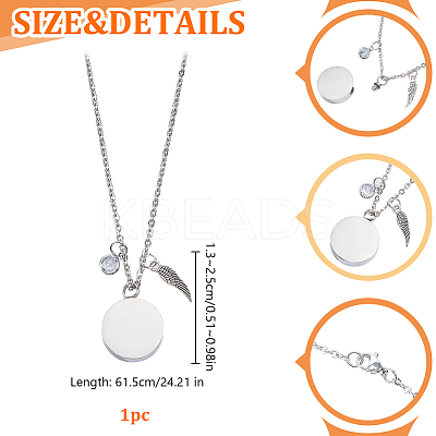 304 Stainless Steel Flat Round Perfume Bottle Pendant Necklaces NJEW-DR00020-1