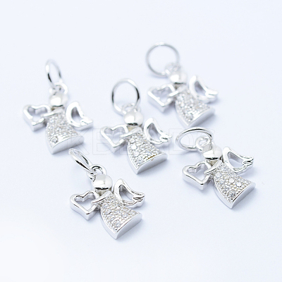 Brass Micro Pave Cubic Zirconia Charms KK-P133-03P-NR-1