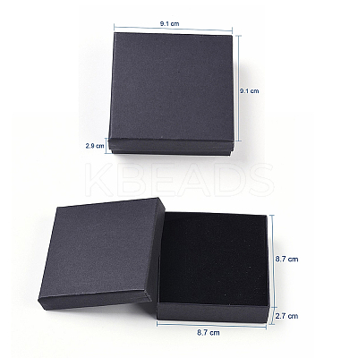 Kraft Cotton Filled Cardboard Paper Jewelry Set Boxes LS-CBOX-G015-05-1