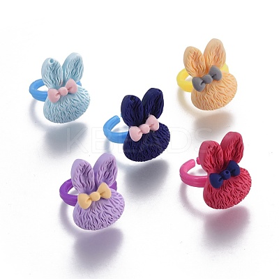 Bunny Resin Rings RJEW-JR00245-M-1