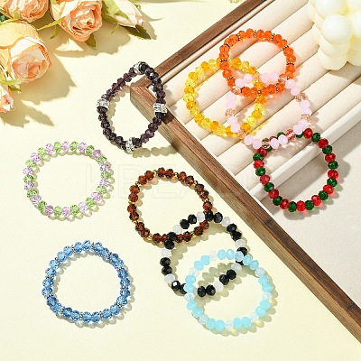 Rondelle Glass & Alloy Rhinestone Spacer Beads Jewelry Making Findings Kits DIY-YW0011-13-1