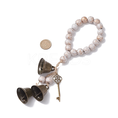 Brass Bell Key Pendant Decorations HJEW-JM04230-02-1