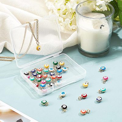 40Pcs 10 Colors Real 18K Gold Plated Plated Brass Enamel Beads KK-NB0001-45-1