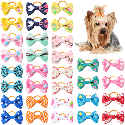 32Pcs 16 Colors Bowknot Polyester Hair Ties for Women Girls PHAR-CN0001-01-1