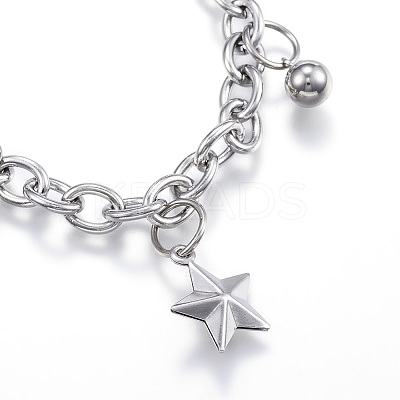 Tarnish Resistant 304 Stainless Steel Charm Bracelets LS-BJEW-G544-28P-1