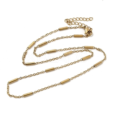 304 Stainless Steel Column Link Chain Necklaces for Women Men NJEW-A058-01G-1