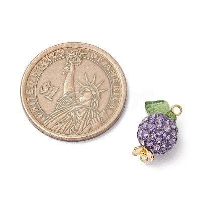 Pave Disco Ball Beads with Transparent Acrylic Charms and 304 Stainless Steel Bead Caps and Brass Ball Head pins Pendants PALLOY-TA00243-1
